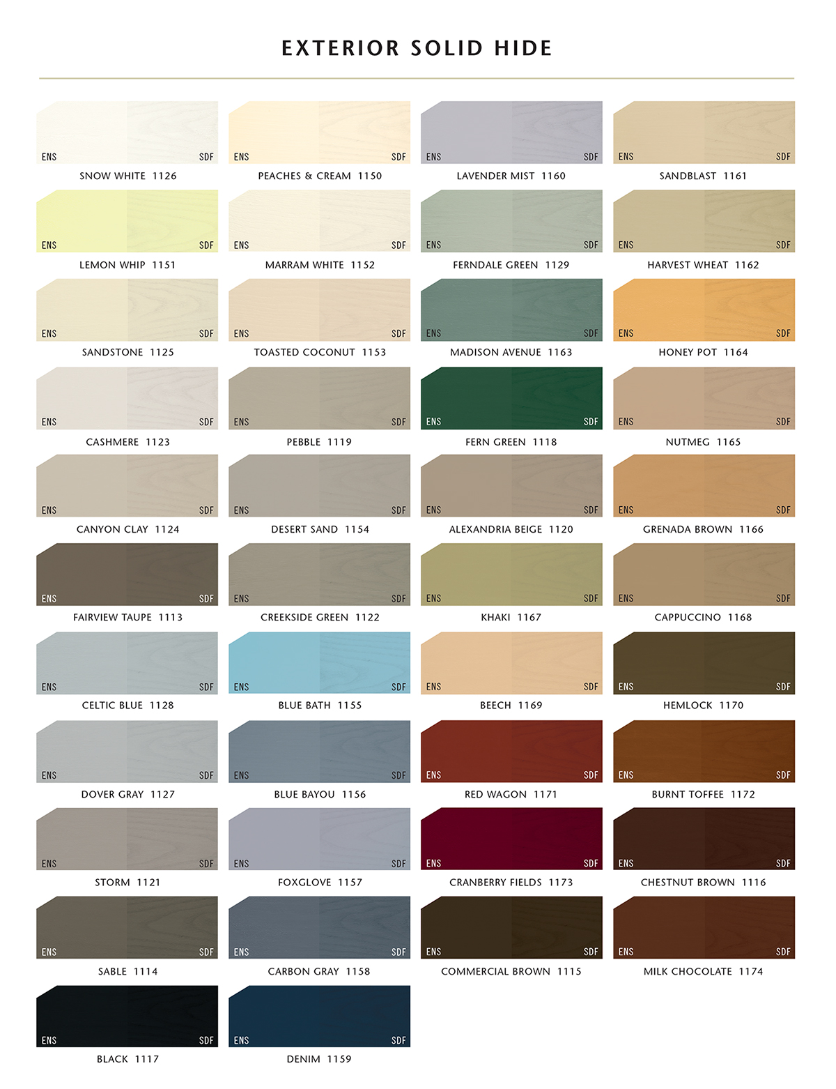 Exterior Solid Hide Colours