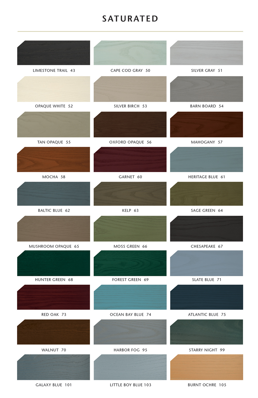 Sansin Exterior Saturated Stain Colours